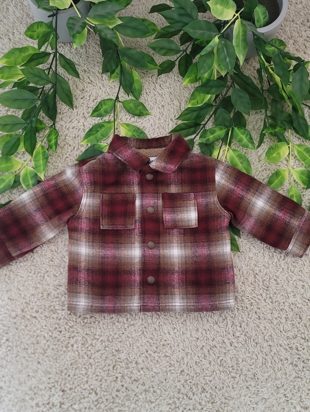 Baby Boy Red & Brown Shacket (6-12 Months)